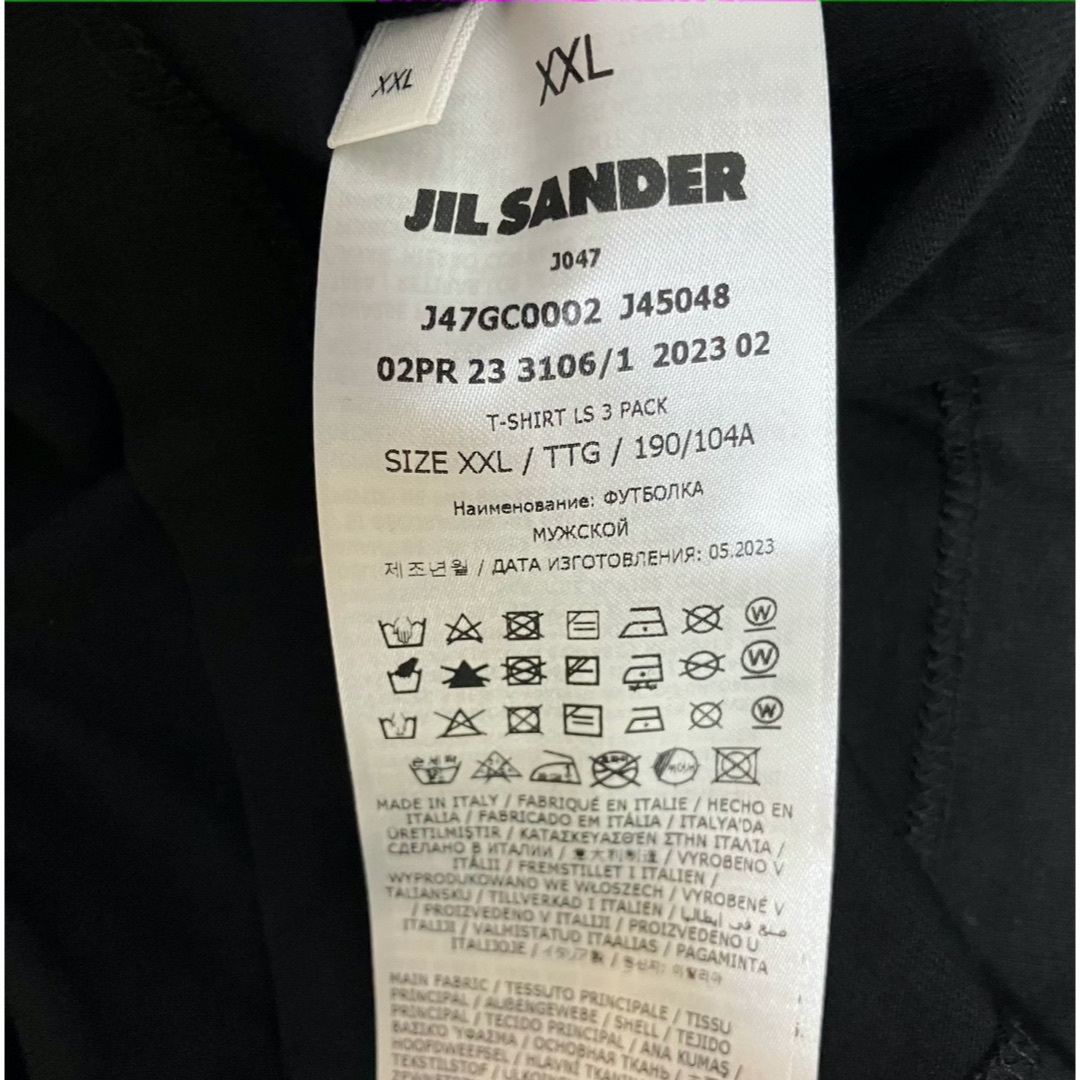 Jil Sander(ジルサンダー)の新品 XXL JIL SANDER 23aw パックTシャツ 黒 長袖 5701 メンズのトップス(Tシャツ/カットソー(七分/長袖))の商品写真