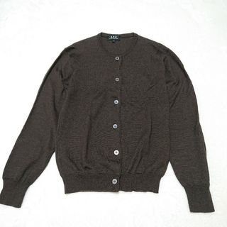 アーペーセー(A.P.C)の【希少】フランス製 シルク カシミヤ混 長袖カーディガン ダークブラウン M(カーディガン)