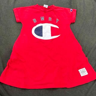 チャンピオン(Champion)の美品☆チャンピオンchampion赤Tシャツワンピース120ロゴ入りチュニック(ワンピース)