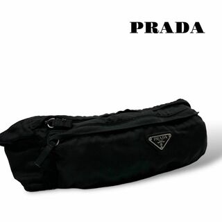 プラダ(PRADA)の良品 PRADA ウエストポーチ ボディバッグ 三角ロゴ 白タグ LAMPO 黒(ボディーバッグ)