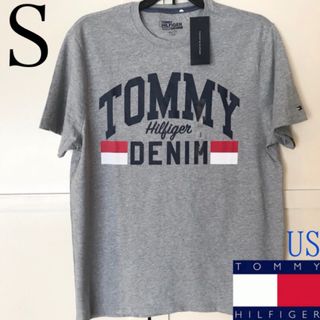 トミーヒルフィガー(TOMMY HILFIGER)のレア 新品 トミーヒルフィガー USA メンズ ロゴ Tシャツ グレー S(Tシャツ/カットソー(半袖/袖なし))