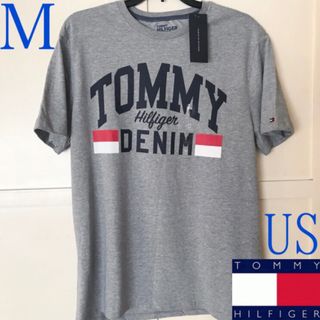 トミーヒルフィガー(TOMMY HILFIGER)のレア 新品 USA トミーヒルフィガー メンズ ロゴ Tシャツ グレー M(Tシャツ/カットソー(半袖/袖なし))