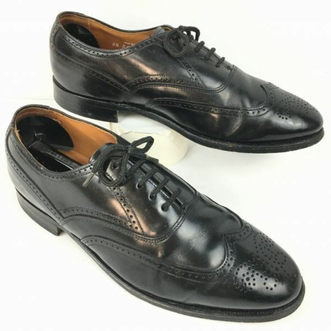 BAZZBERGgtBOSTONIAN/ボストニアン　ビンテージ/Vintage/オールレザー　ウイングチップ　フルブローグ〈黒/BLACK/ブラック〉size8.5D/B：26.0-26.5程度/メンズ/菅NO.WZD-194 #BUZZBERG　-WZD-194-5th