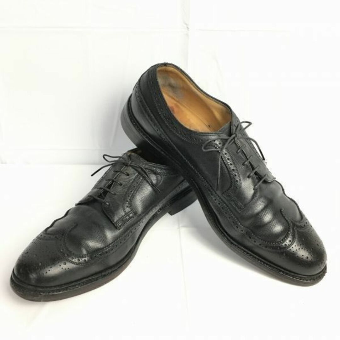 1984年製?　FLORSHEIM/インペリアル　ケンムール　ウイングチップ　緑窓緑糸　ビジネスシューズ〈黒/BLACK/ブラック〉size12D　ビンテージ/Vintage/メンズ/菅NO.ZC-152 #BUZZBERG　-ZC-152-5thBAZZBERGgt