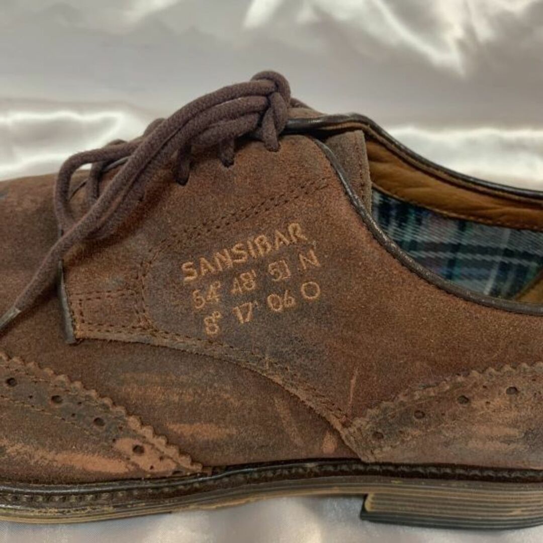 ハンドメイド品　SANSIBAR ビジネスシューズ スエードウイングチップ 26.5-27.5cm程度 ブラウン ◆is2-23 #BUZZBERG　-is2-23-5th靴/シューズ