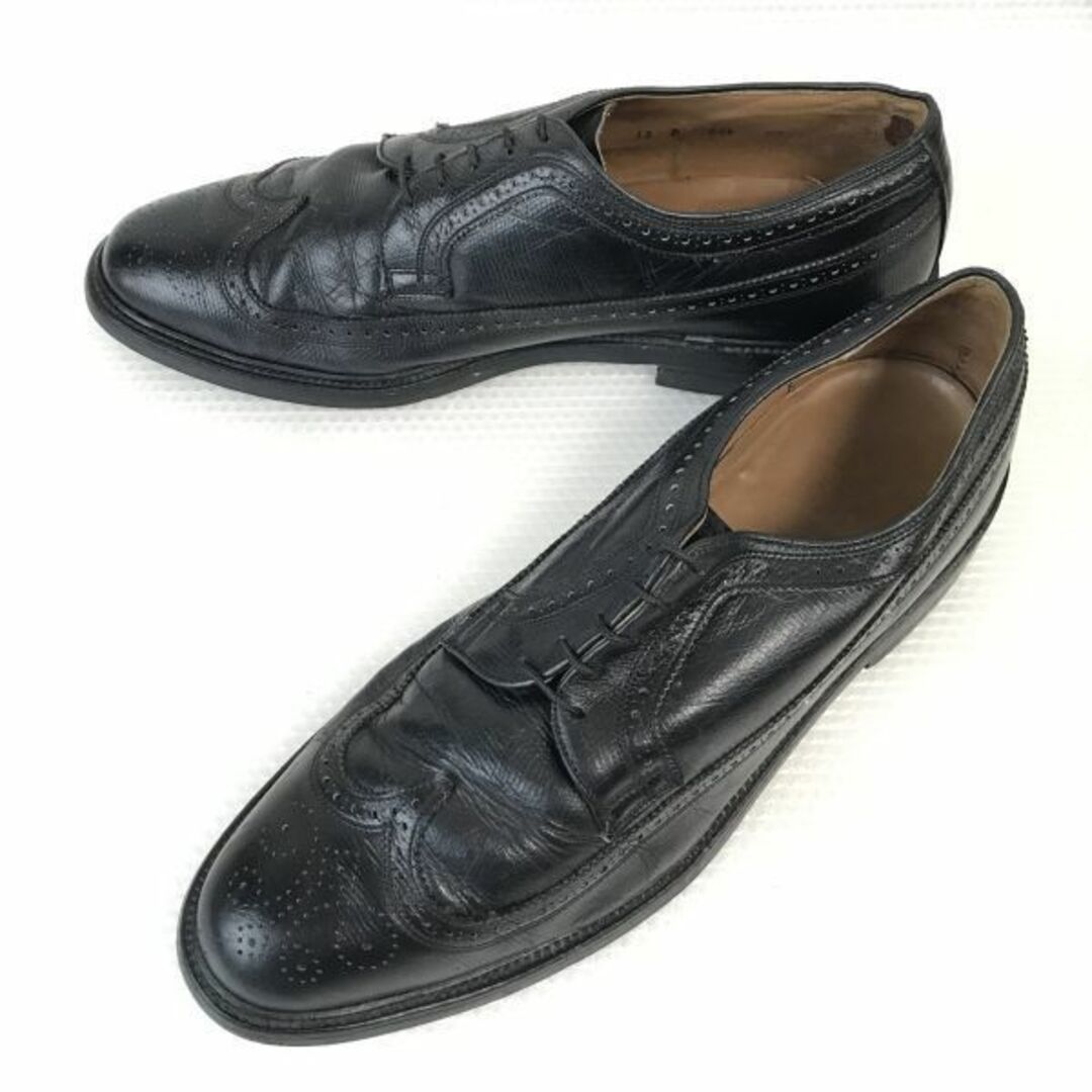 70s-80s/USA/ビンテージ/Vintage★重本革/グッドイヤー製法/ロングウィングチップ【12D/29.5/黒/BLACK】business/Kenmoor/dress shoes◆pA-71 #BUZZBERG　-pA-71-5th靴/シューズ