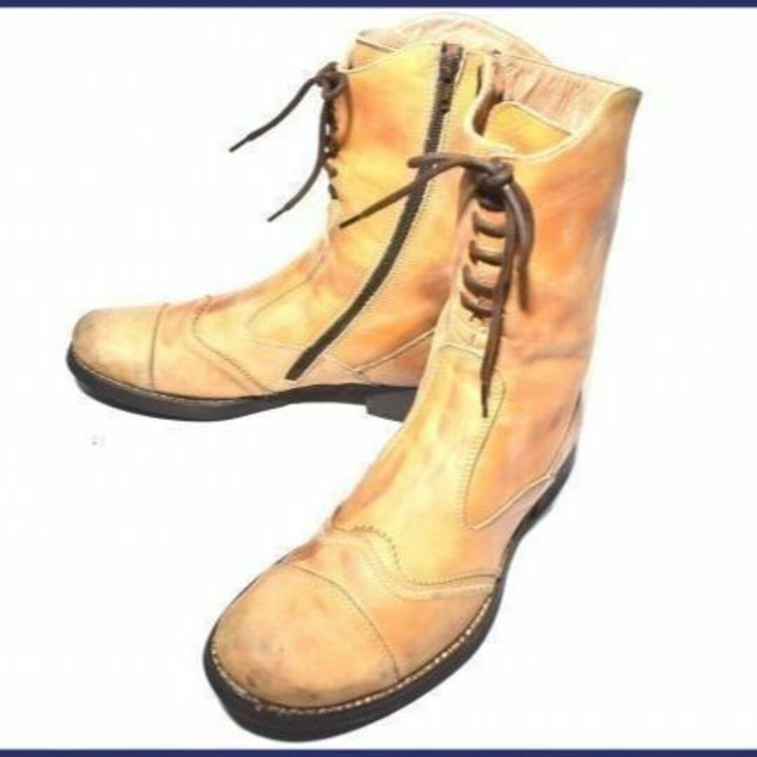 ライトブラウン靴の種類イタリア製★LES GLIFFES★本革サイドジップブーツ26.0明茶◆-v92 #BUZZBERG　--v92-5th