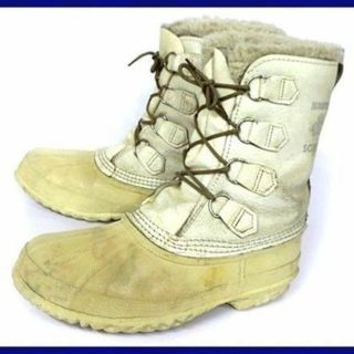 ソレル(SOREL)のカナダ製/ビンテージ品★SOREL/ソレル【25.0-26.0程度/白】本革使用/インナー付き/高級スノーブーツ/MANITOUモデル◆3@R57 #BUZZBERG　-3atR57-5th(ブーツ)