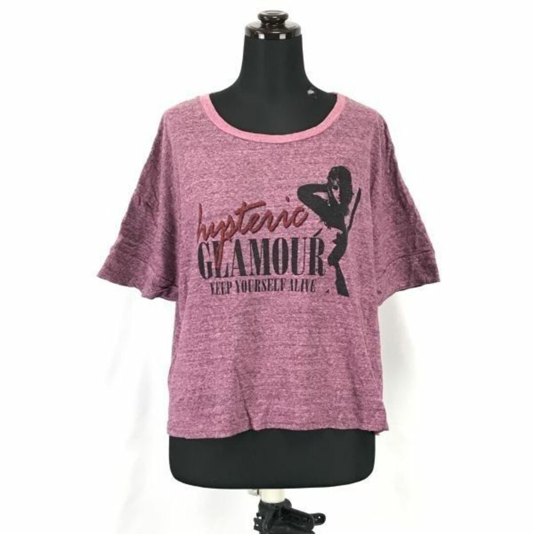 Made in Japan★ヒステリックグラマー★シルク44％半袖Tシャツ【women’s size -FREE/ピンク系/pink】Tops/Shirts/hysteric glamour◆BH244 #BUZZBERG　-BH244-4-5th-b状態RANK