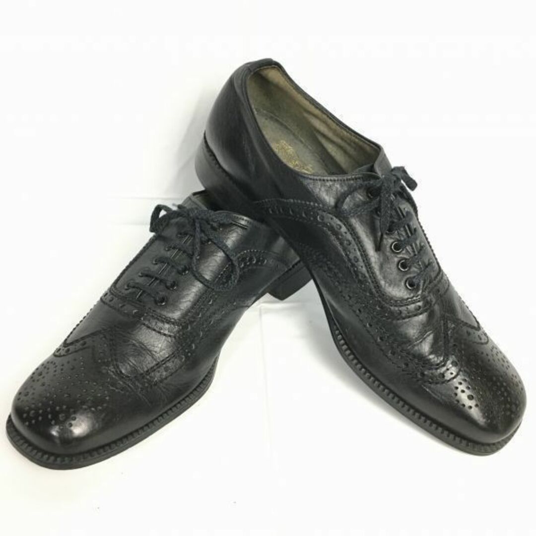 70s-80s? Vintage/ビンテージ　ARISTOKRAT OLD GOLD【10.5　28.0-28.5〈黒/BLACK/ブラック】フルブローグ　ウイングチップ　ビジネスシューズ　　管NO.ZD-53 #BUZZBERG　-ZD-53-5thBAZZBERGgt