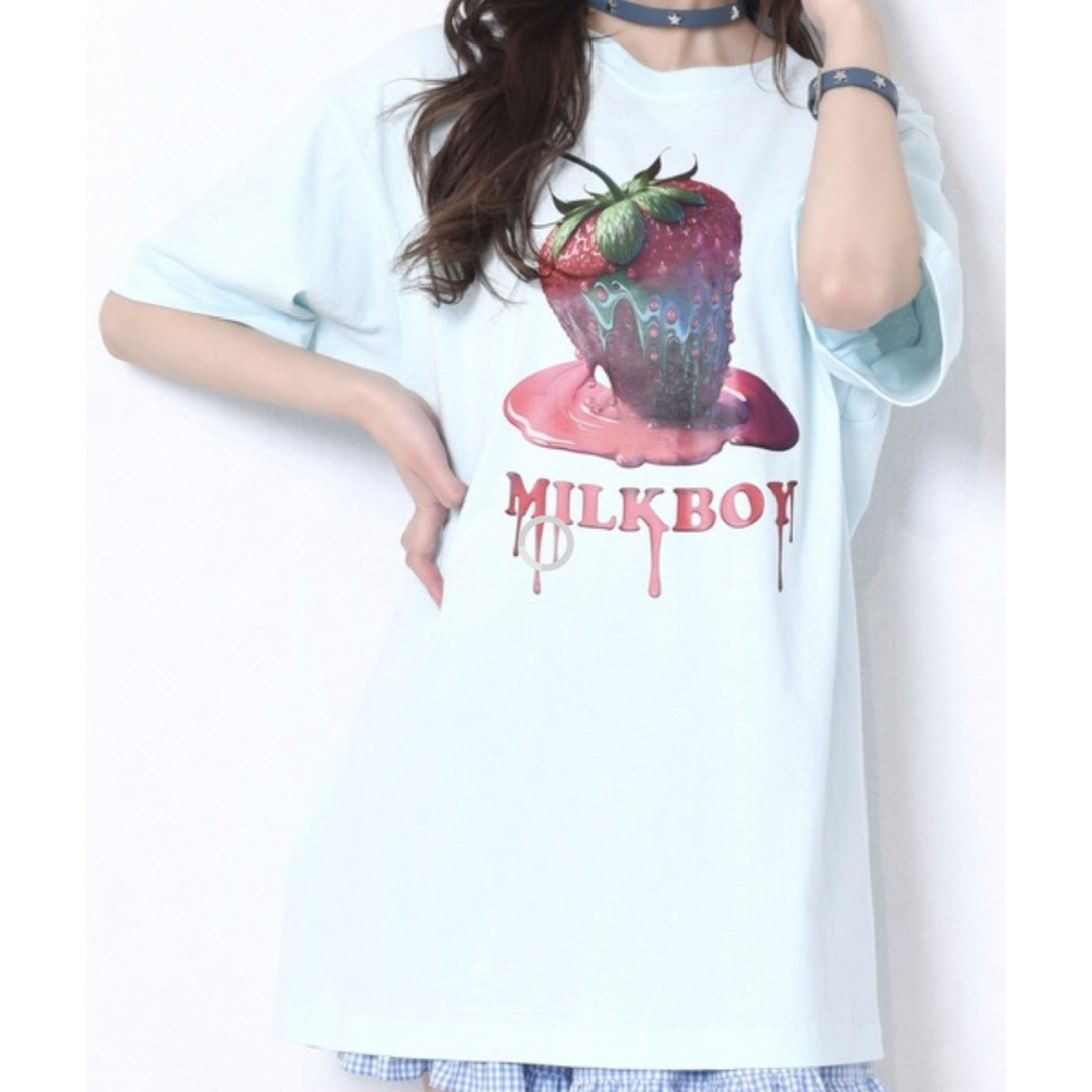 トップスMILKBOY ミルクボーイ　BERRY TシャツXL アクアブルー　新品未開封