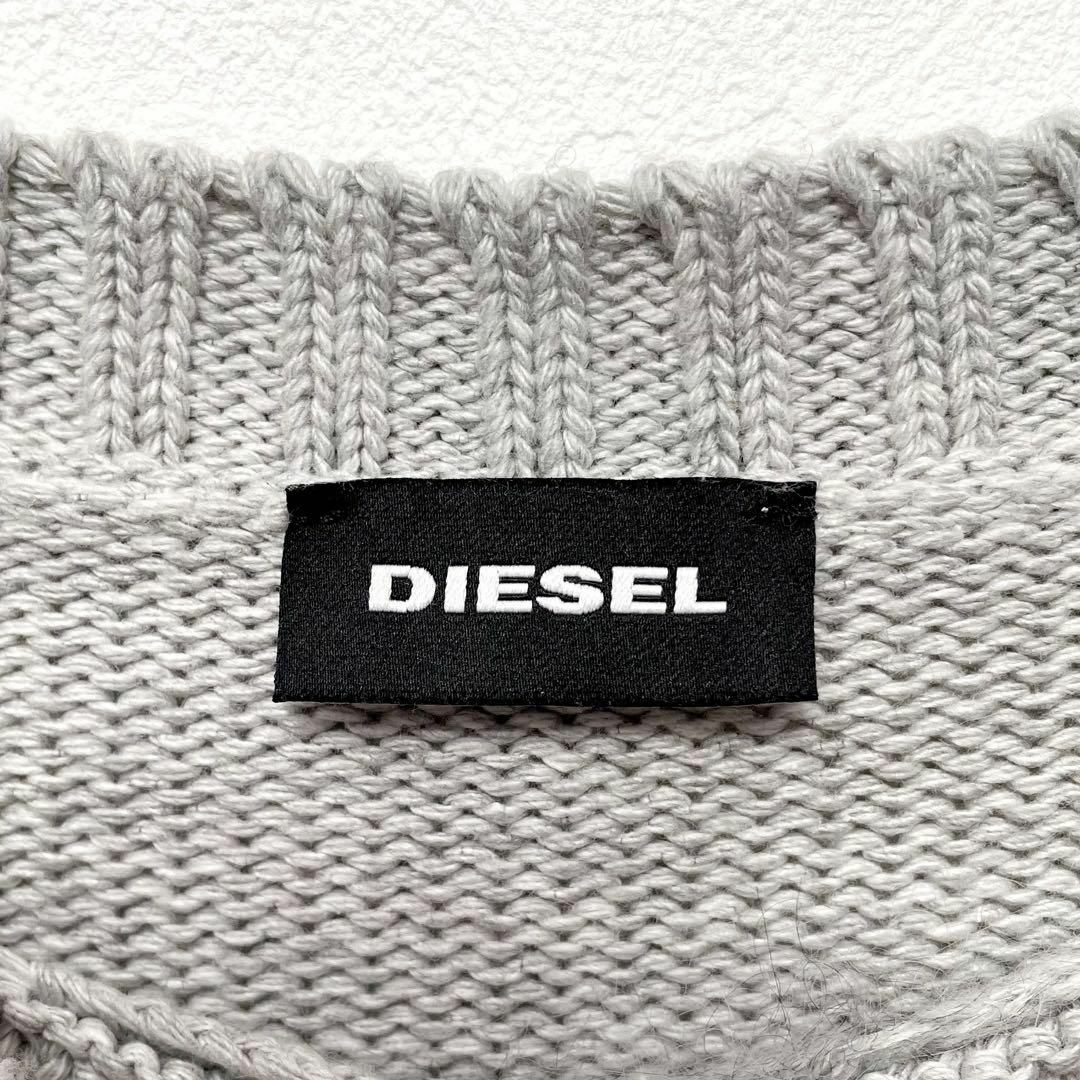 DIESEL(ディーゼル)の美品　ディーゼル　DIESEL　異素材　パッチワーク　ニットセーター　グレー　S メンズのトップス(ニット/セーター)の商品写真