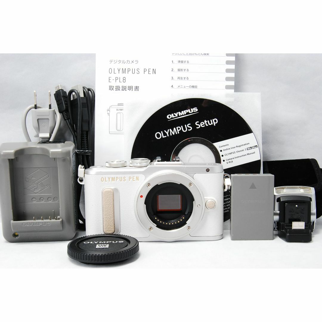 OLYMPUS PEN E-PL8 ボディ ホワイト ≪ショット数7500回≫326gコンディション