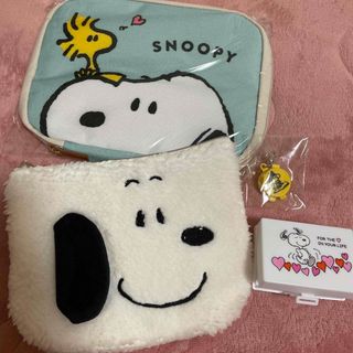 スヌーピー(SNOOPY)のスヌーピー☆新品☆万能マルチケース＆もふもふマルチポーチ＆印鑑ケース☆セット☆(キャラクターグッズ)