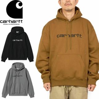 カーハート(carhartt)のカーハート ロゴ刺繍 プルオーバーパーカー 裏起毛 ブラウン メンズ Mサイズ(パーカー)