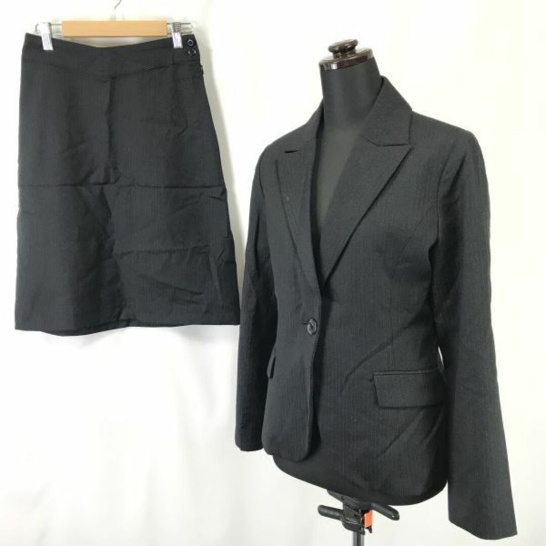 RANK日本製★ハムステッド/Hampstead★ウール100％/スカートスーツ【38/レディースM/ダークグレー/dark gray】Jackets/skirt/Set up◆cBH297 #BUZZBERG　-cBH297e-5th