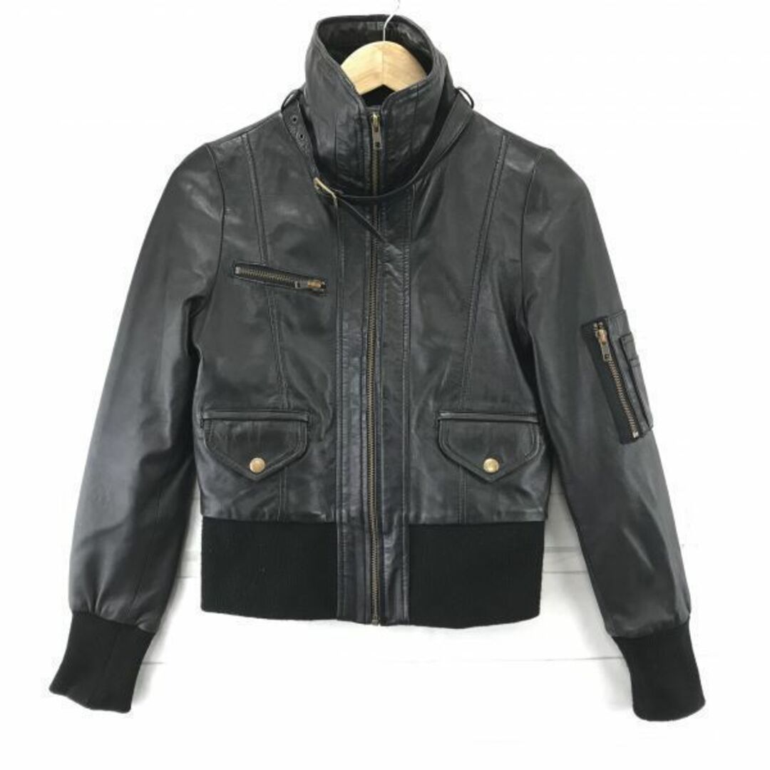 JTP LEATHER★ラムレザージャケット【XS/黒】レディース/ラムレザー/シングル/ライダース◆BA363W #BUZZBERG　-BA363W-5th状態ランク