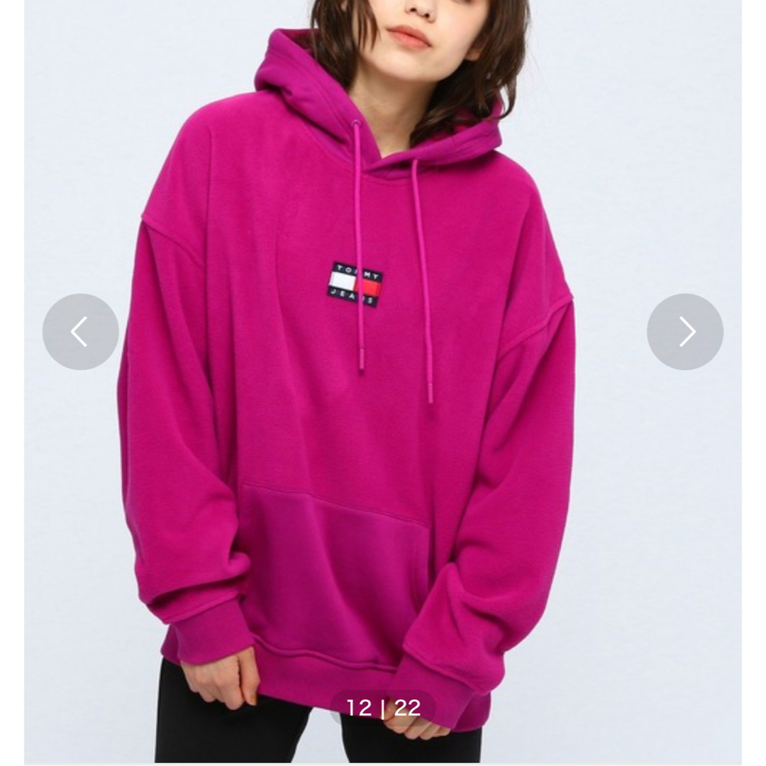 TOMMY JEANS(トミージーンズ)のTOMMY JEANS トミージーンズ パーカー フーディ ショッキングピンク メンズのトップス(パーカー)の商品写真