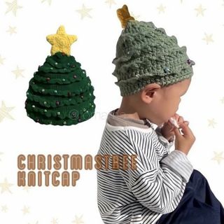 KIDS クリスマスツリー ニット帽 帽子 星付き 新品 美品 小物 サンタさん(帽子)