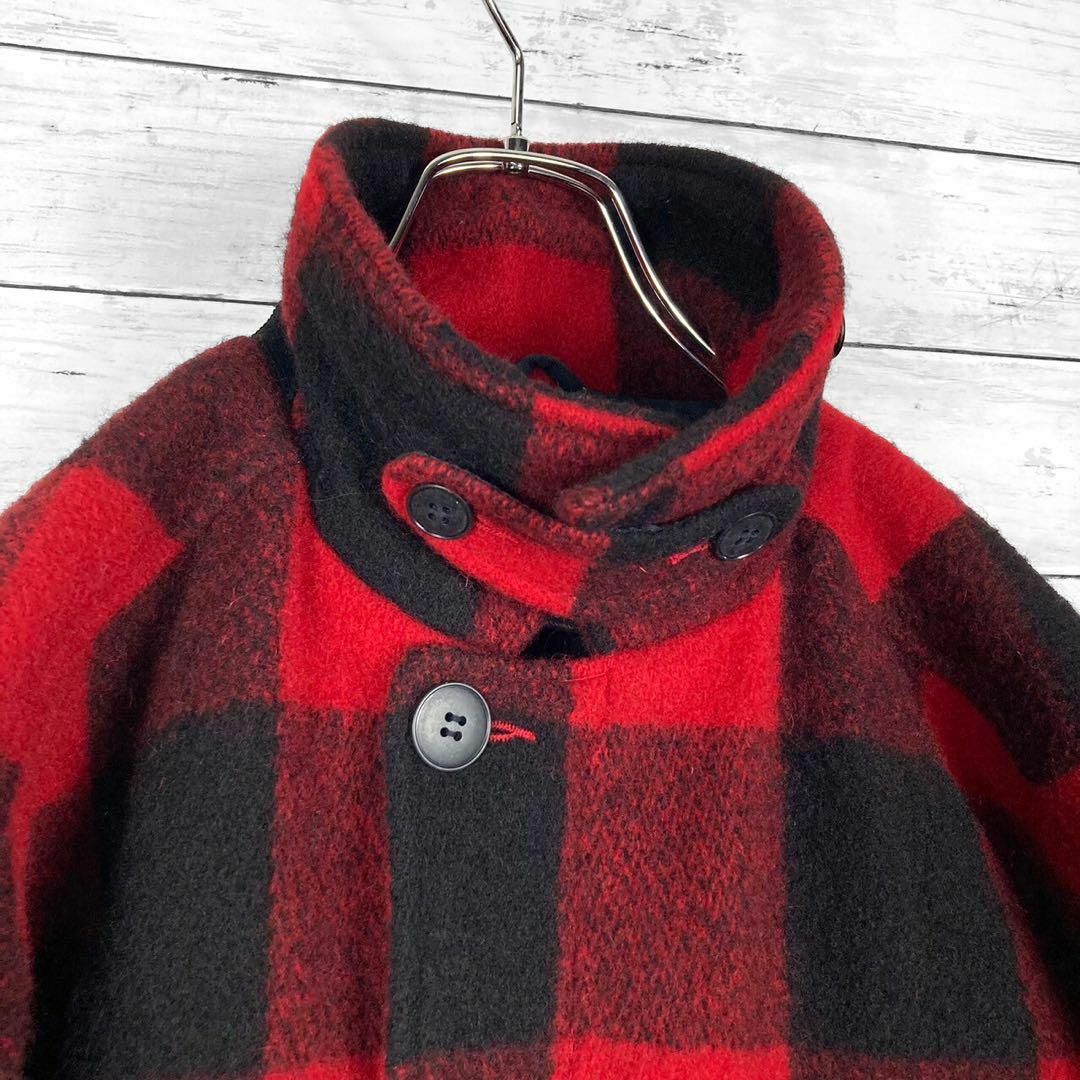 WOOLRICH(ウールリッチ)のウールリッチ 中綿入り ウールチェックコート レッド メンズ Mサイズ メンズのジャケット/アウター(チェスターコート)の商品写真