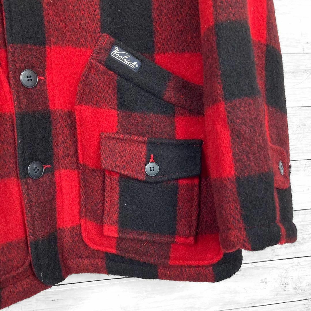 WOOLRICH(ウールリッチ)のウールリッチ 中綿入り ウールチェックコート レッド メンズ Mサイズ メンズのジャケット/アウター(チェスターコート)の商品写真