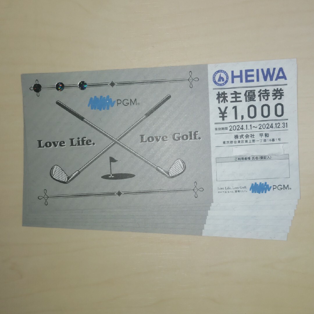 平和 ゴルフプレー割引券 8000円分 (1000円×8枚)HEIWA