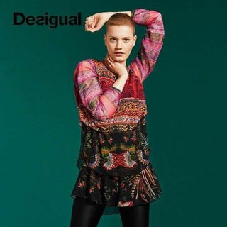 デシグアル(DESIGUAL)のデシグアル エスニック柄ワンピース 総柄 レディース Mサイズ(ひざ丈ワンピース)