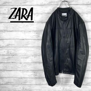 ザラ(ZARA)のZARAザラ フェイクレザー シングルライダースジャケット ブラック メンズ(レザージャケット)