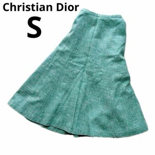 クリスチャンディオール(Christian Dior)のChristian Dior ディオール ミモレ丈 スカート ライトグリーン S(ひざ丈スカート)