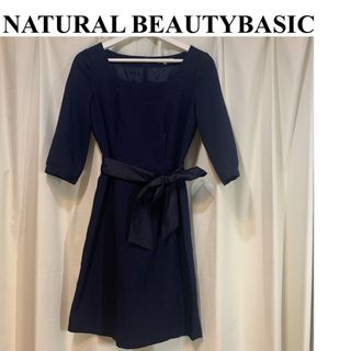 ナチュラルビューティーベーシック(NATURAL BEAUTY BASIC)の【NATURAL BEAUTY BASIC】ワンピースＳ紺色(ひざ丈ワンピース)