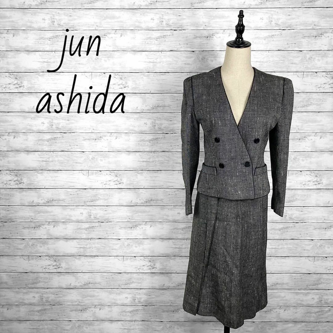 jun ashida(ジュンアシダ)のジュンアシダ ノーカラーセットアップ ごま塩生地 グレー レディース レディースのフォーマル/ドレス(スーツ)の商品写真