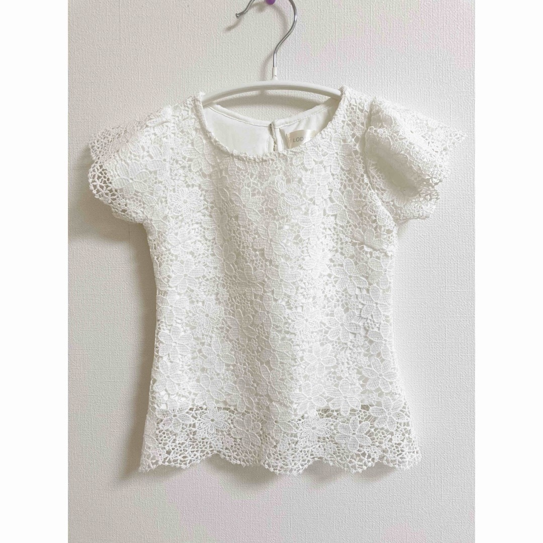 LODISPOTTO(ロディスポット)のLODISPOTTO 花柄レーストップス　White 100 キッズ/ベビー/マタニティのキッズ服女の子用(90cm~)(Tシャツ/カットソー)の商品写真