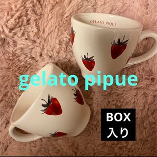 ジェラートピケ(gelato pique)のgelato piqueいちご柄マグカップ 2脚セット ジェラートピケジェラピケ(グラス/カップ)