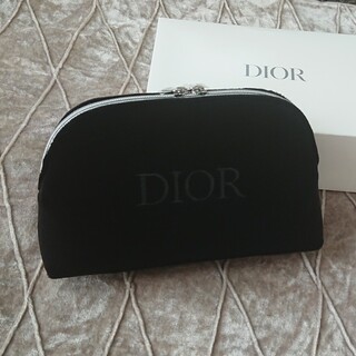 ディオール(Dior)のDIOR ポーチ ベロア 黒(ポーチ)