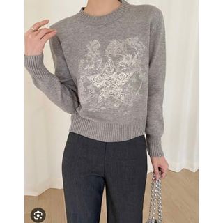 ディーホリック(dholic)の新品未使用　minagram スター刺繍クロップドニット　スター柄　星柄　ニット(ニット/セーター)