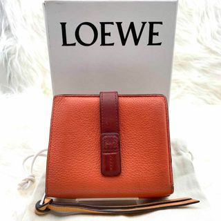 ロエベ(LOEWE)のLOEWE コンパクトジップウォレット オレンジ×ブラウン ソフトグレインカーフ(財布)