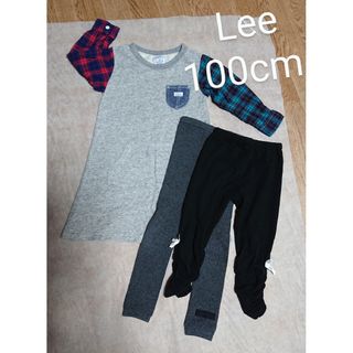 リー(Lee)のLee リー  100cm キッズ女の子カットソーワンピース レギンス パンツ(Tシャツ/カットソー)