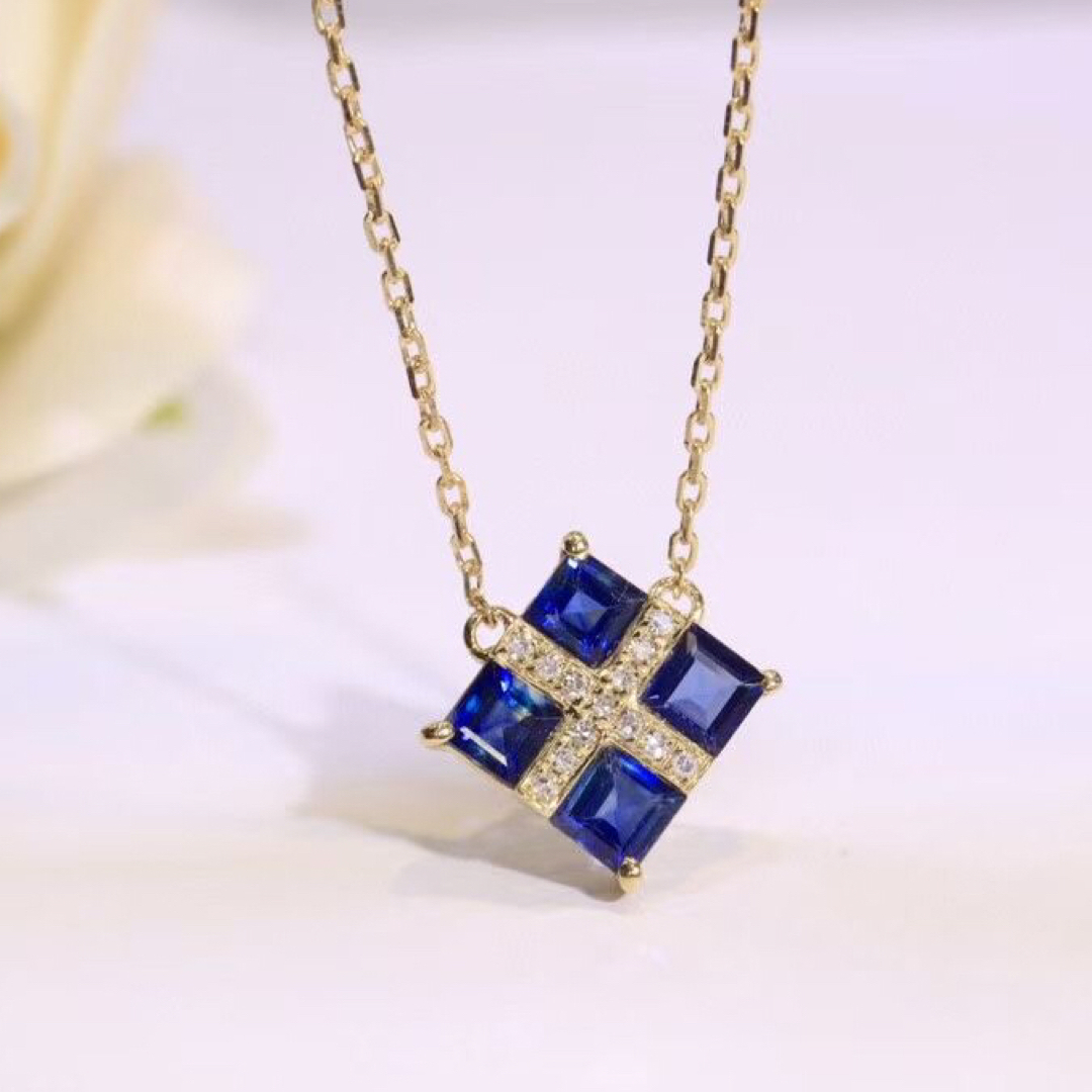 ピアス天然ロイヤルブルーサファイア ダイヤ ネックレス0.95ct k18 f