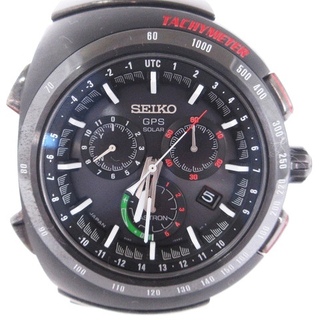 セイコー(SEIKO)のセイコー アストロン 腕時計 アナログ クロノグラフ ソーラー 黒 赤 ■SM1(腕時計(アナログ))