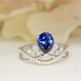 天然 ロイヤルブルーサファイア ダイヤ リング1.25ct k18 f(リング(指輪))