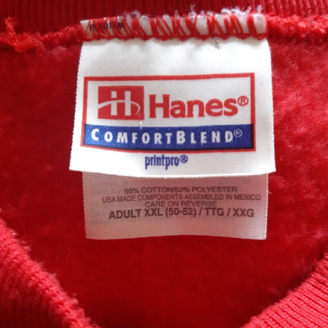 Hanes(ヘインズ)のヘインズ　hanes　トレーナー　USA　赤　2XL xxl 50-52 古着 メンズのトップス(スウェット)の商品写真