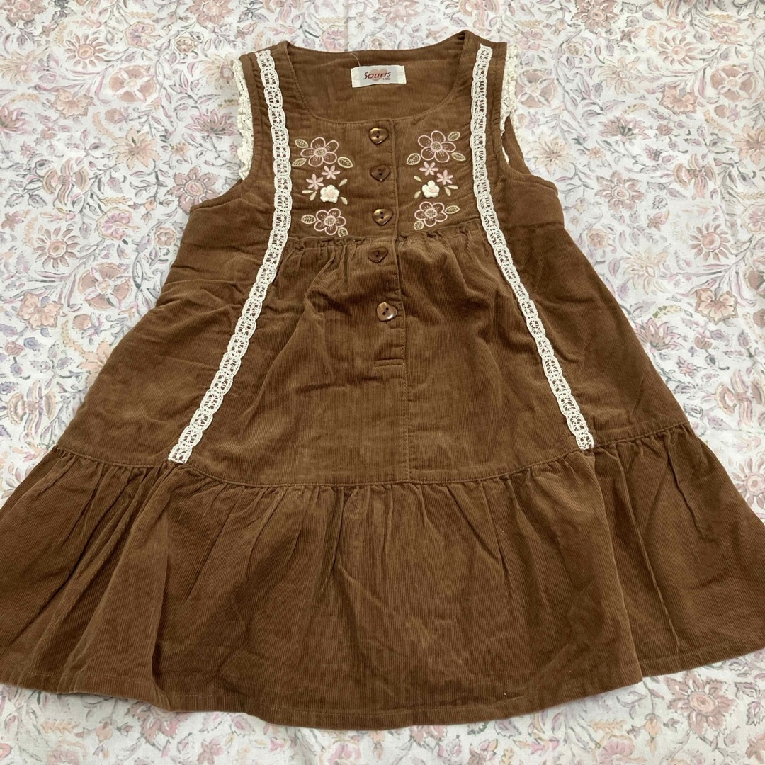 Souris(スーリー)のSourisコーデュロイワンピース100 キッズ/ベビー/マタニティのキッズ服女の子用(90cm~)(ワンピース)の商品写真