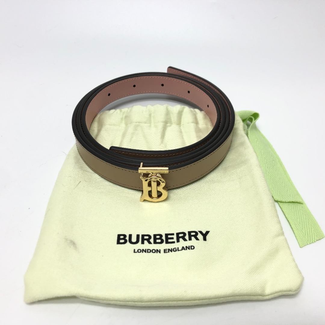 BURBERRY(バーバリー)のバーバリー BURBERRY TB レザーベルト ベルト レザー ベージュ 新品同様 レディースのファッション小物(ベルト)の商品写真