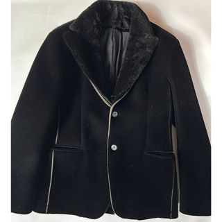 【美品】EMPORIO ARMANIジャケット50 襟（羊毛革）取り外し可75cm身幅