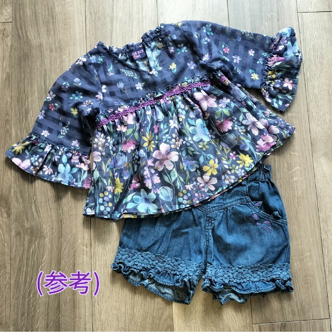 アナスイミニ　ANNA SUI Mini　ショートパンツ　猫柄　デニム　110