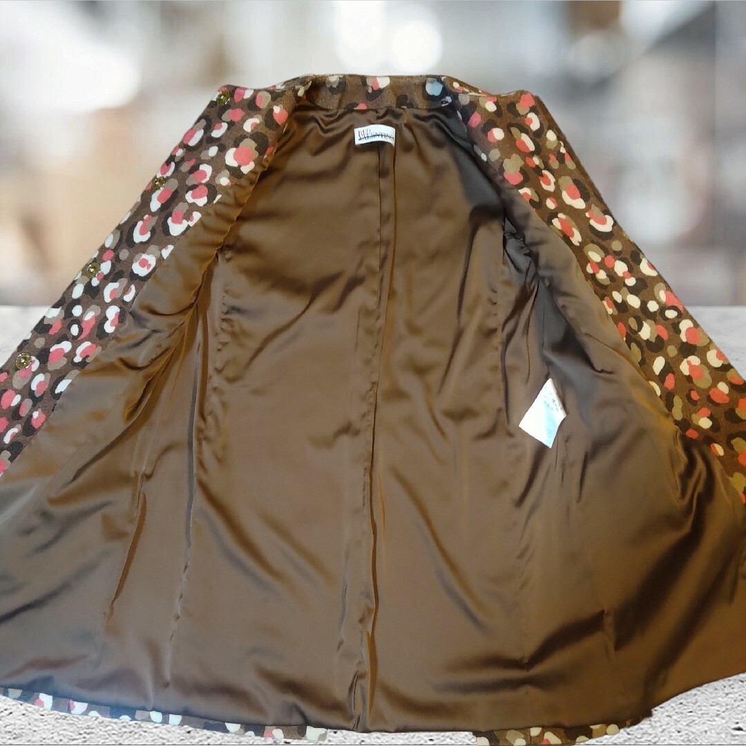 RED VALENTINO ノーカラーコート ロングコート 比翼 総柄 38