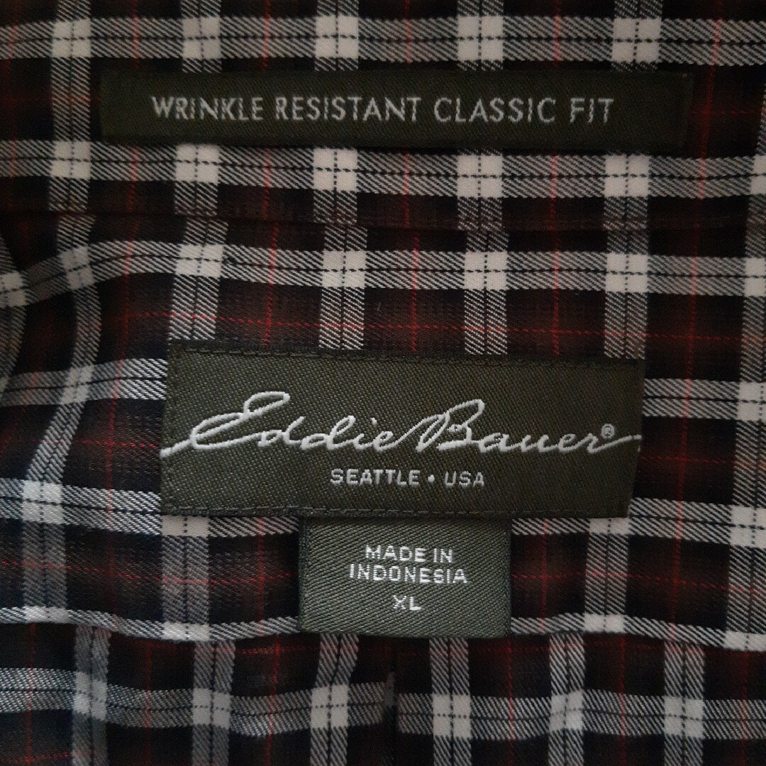 Eddie Bauer(エディーバウアー)のUSA古着 エディーバウアー 長袖シャツ 白 黒 赤 チェック メンズ XL メンズのトップス(シャツ)の商品写真