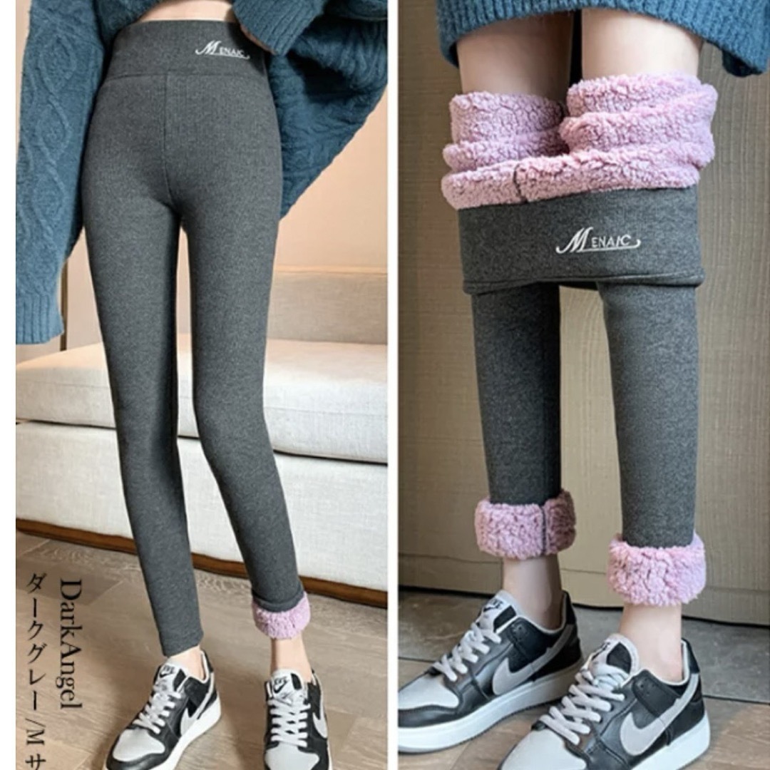 裏起毛防寒ヒートレギンス 裏起毛レギンス まるで毛布 ダークグレー L レディースのレッグウェア(レギンス/スパッツ)の商品写真