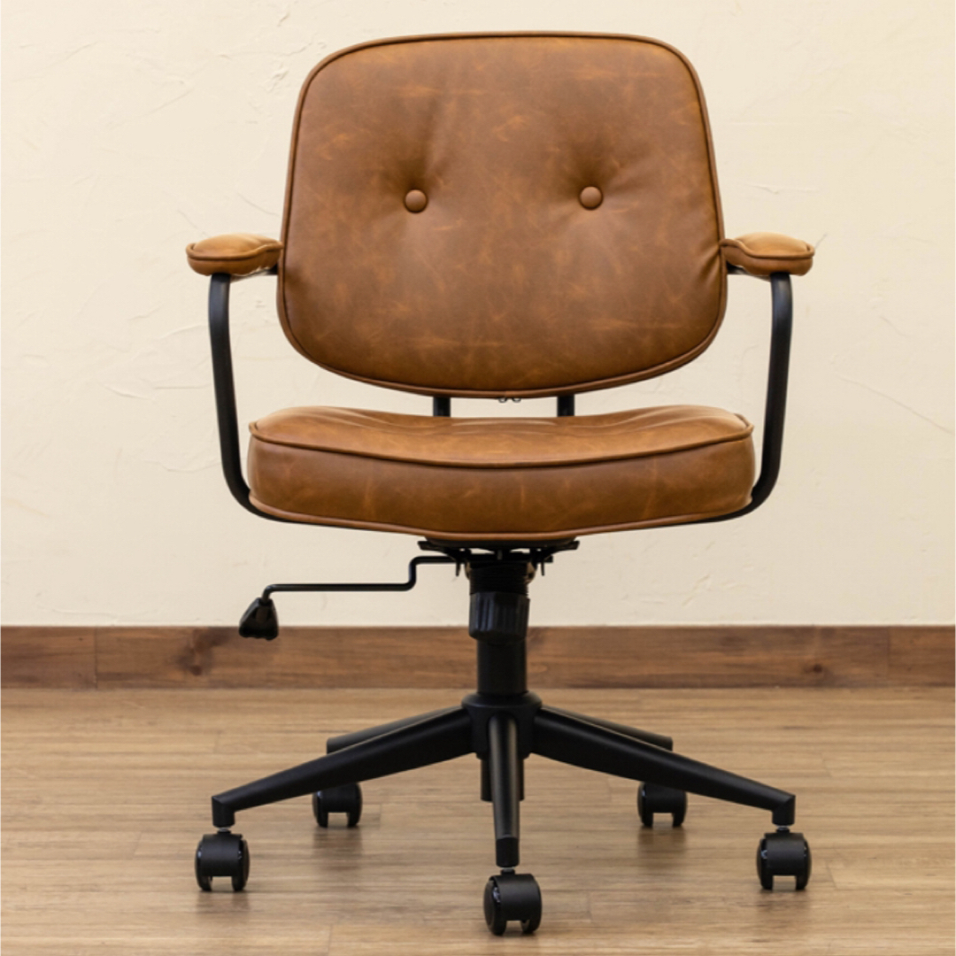 Morgan オフィスチェア キャメルブラウン インテリア/住まい/日用品の椅子/チェア(デスクチェア)の商品写真