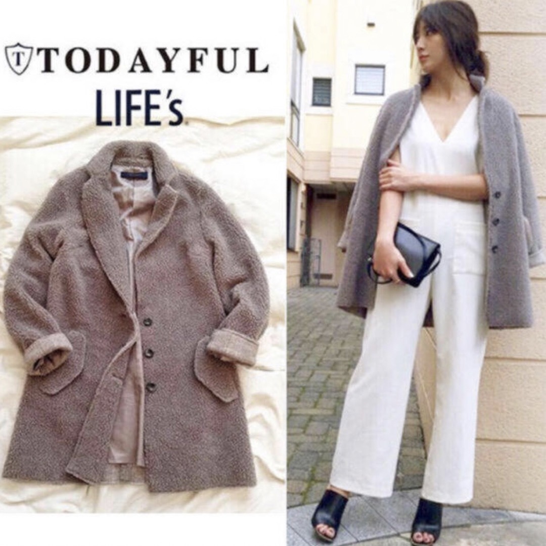 TODAYFUL(トゥデイフル)のTODAYFUL ボアコート ボアジャケット 厚手 シンプル グレー 秋冬 レディースのジャケット/アウター(毛皮/ファーコート)の商品写真